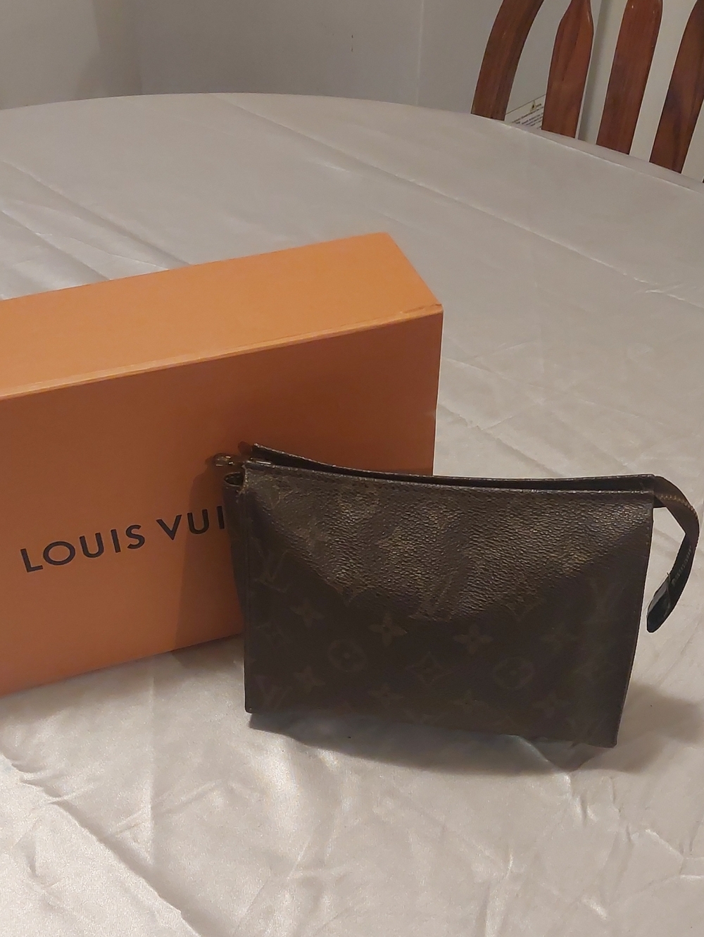 Louis Vuitton Monogram Canvas Toiletry Pouch in Dark Brown-Authentic
